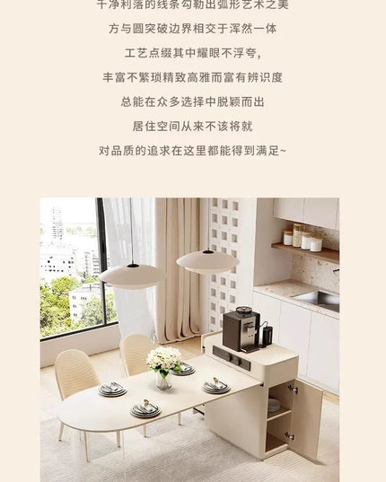 Kitchen Island with Extendable Dining Table Integrated Rolling Kitchen Storage Household with Slate Rack Cabinet for Kitchen