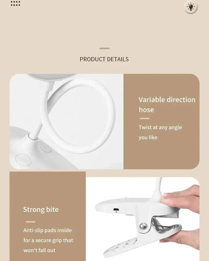 Portable USB Table Lamp Rechargeable Desk Lamp with Clip Bed Reading Night Light LED Touch 3 Modes Dimming Eye Protection Light