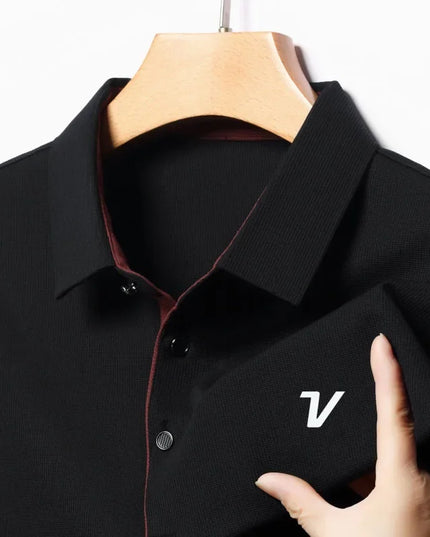 2025 new men's golf jersey summer collar, loose, elastic, quick drying and moisture absorption