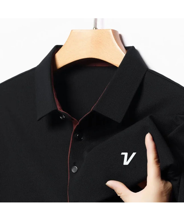 2025 new men's golf jersey summer collar, loose, elastic, quick drying and moisture absorption