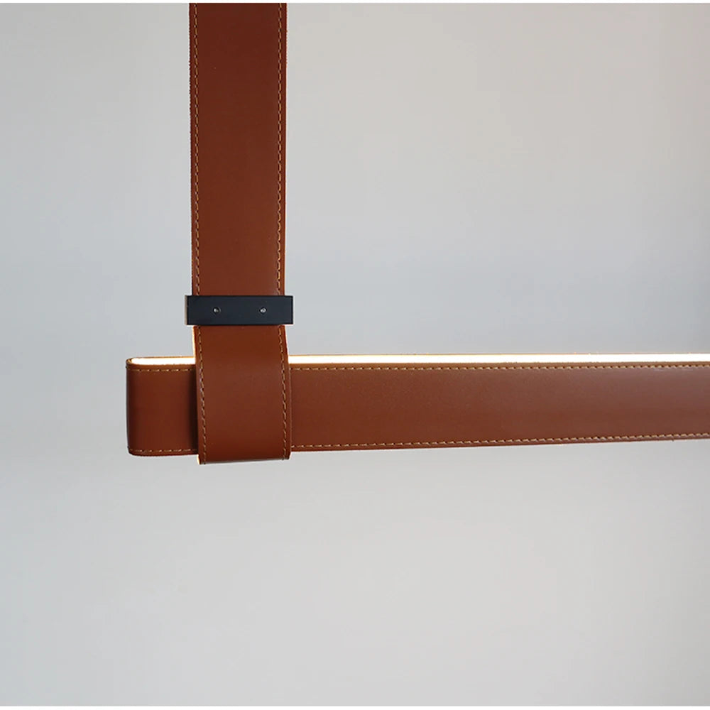 Modern LED Leather Chandelier Minimalist long chandelier For Living Room Kitchen Island Decor Dining Table Hanging Lamp fixtures