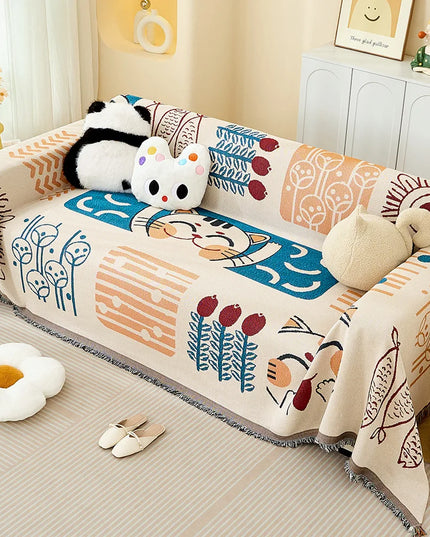 Sofa Towel  with Full Coverage Ins Cream Wind Cotton Yarn Camping Blanket Sofa Cushion Cover All  Season Universal All Inclusive