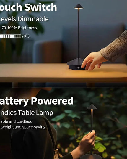 Cordless Table Lamps Rechargeable LED Desk Lamp Outdoor Waterproof Portable Touch Dimmable NightLight for Restaurant DiningHome
