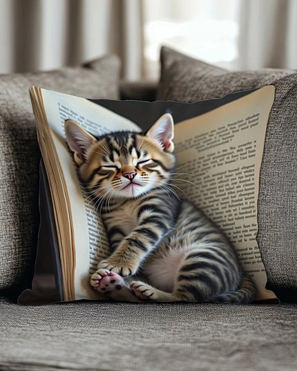 Creative Sleep Cat Fashion Design Printed Pillowcase Single Sided Comfortable Indoor Sofa Home Cushion Pillow Set Accessories
