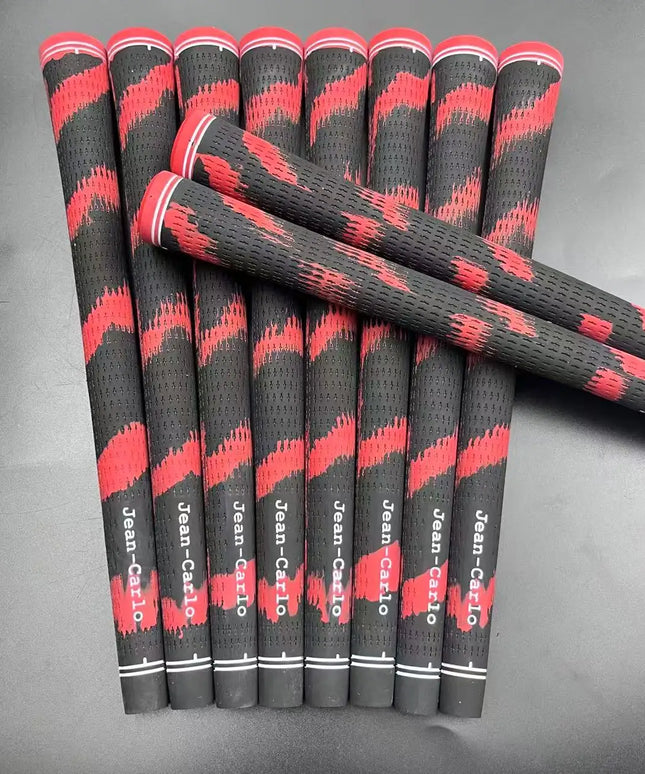 Jean Carlo Golf Grips Rubber 60R Standard Driver Hybird Irons Woods Wedges Universal Golf Club Grip Black with Red