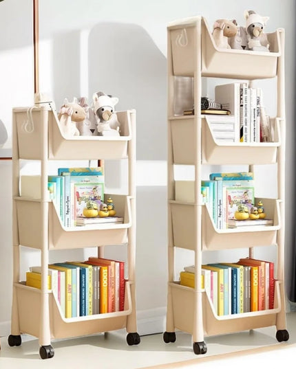 Children's Bookcases Rack Cart Home Toy Storage Reading Shelves Furniture With Wheels Removable Small Bookshelves With Wheels