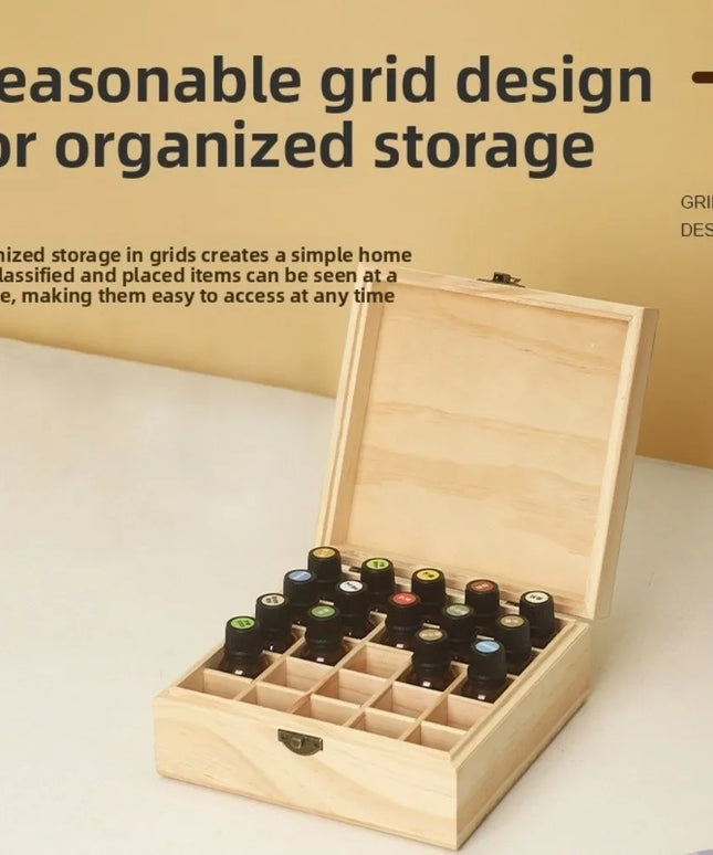 New Wooden Essential Oil Storage Box 12/15/16/25 Slots Durable Aromatherapy Container Essential Oil Carry Case Home Use