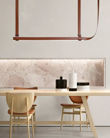 Modern LED Leather Chandelier Minimalist long chandelier For Living Room Kitchen Island Decor Dining Table Hanging Lamp fixtures