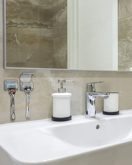 Black/Grey Easy-Install Shower Shaver and Electric Toothbrush Holder - Space-Saving Bathroom Organizer, Fragrance-Free Personal