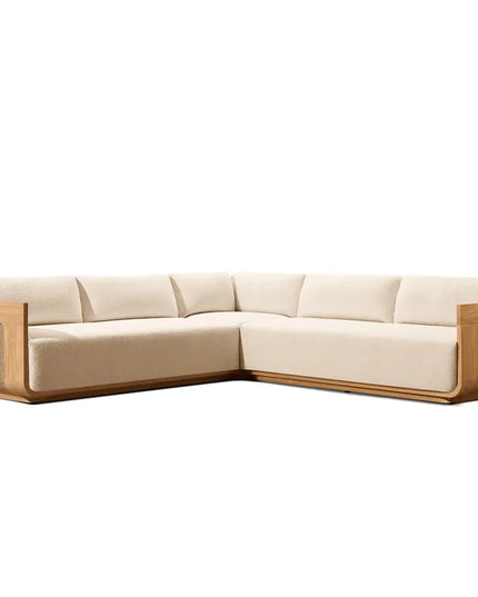 High Quality Hotel Patio Sectional L Shape Sofa Garden Set All Weather Rattan Teak Outdoor Furniture Set
