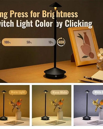 Cordless Table Lamps Rechargeable LED Desk Lamp Outdoor Waterproof Portable Touch Dimmable NightLight for Restaurant DiningHome