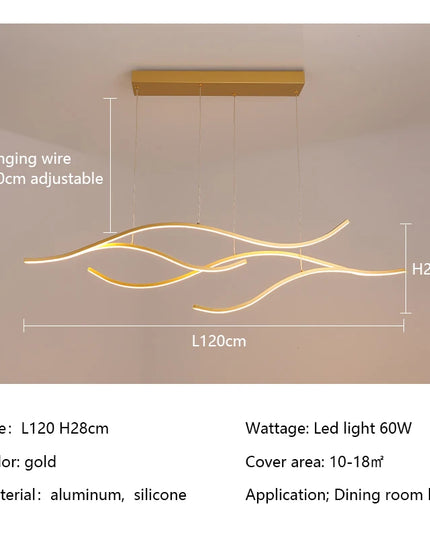Modern Minimalist Led Chandelier Creative Personality Dining Room Bar Pendant Light Lighting Kitchen Hanging Lamp Lustre Fixture