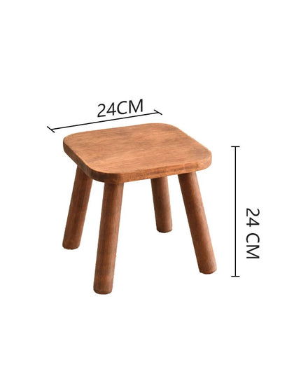 1pc All Solid Wood Shoe Changing Stool, Small Walnut Color Stool For Living Room, Entrance, Bathroom, Bedroom, Kitchen