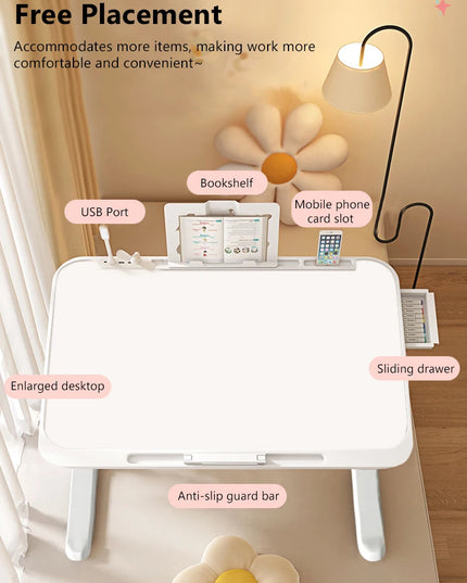 Computer Desk Bed Top Desk Adjustable Folding Simple Home Bedroom Sitting Floor Bay Window Laptop Office Small Desk Board
