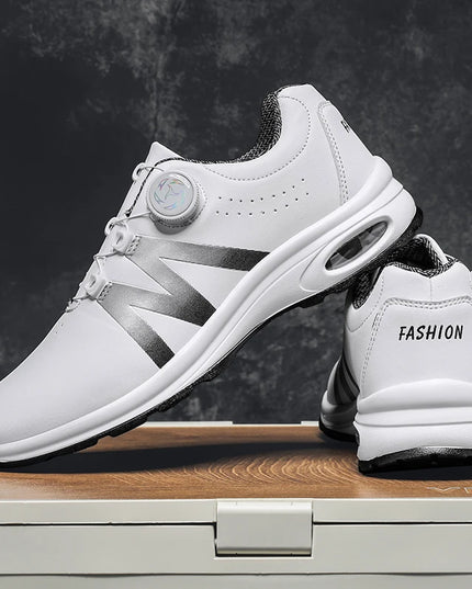 Golf Shoes Air Cushion Men Sports Running Driving Shoes Breathable Lightweight Comfortable Athletic Nonskid Rotating Sneakers