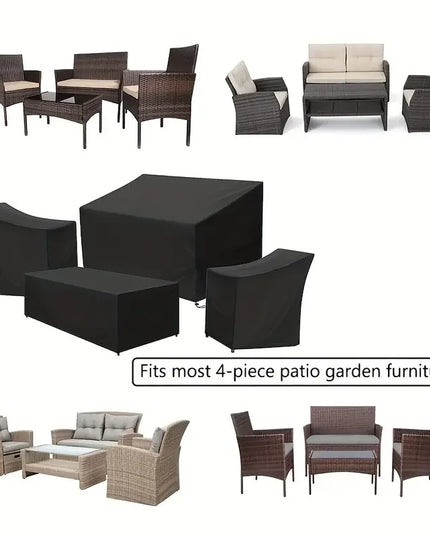 4pcs/Set Patio Furniture Covers, Heavy Duty Waterproof Outdoor Furniture Covers, Rattan Outdoor Furniture Windproof
