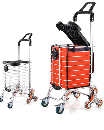 1PC Stainless Steel Portable Shopping Cart Roller Puller Household Luggage Carrier Ergonomic Design for Easy Carrying And Moving