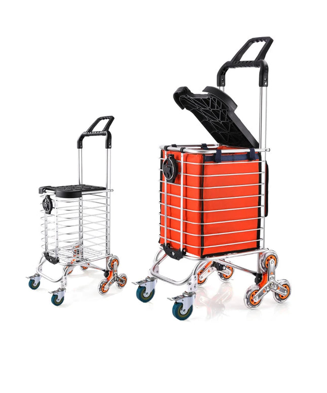 1PC Stainless Steel Portable Shopping Cart Roller Puller Household Luggage Carrier Ergonomic Design for Easy Carrying And Moving