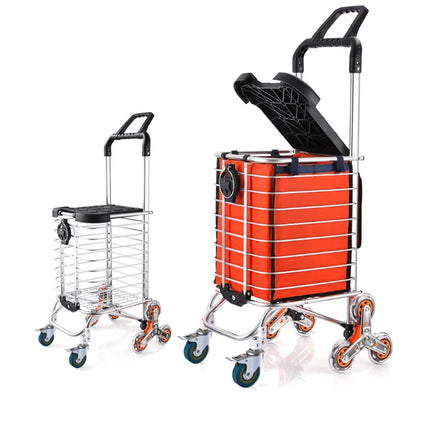 1PC Stainless Steel Portable Shopping Cart Roller Puller Household Luggage Carrier Ergonomic Design for Easy Carrying And Moving