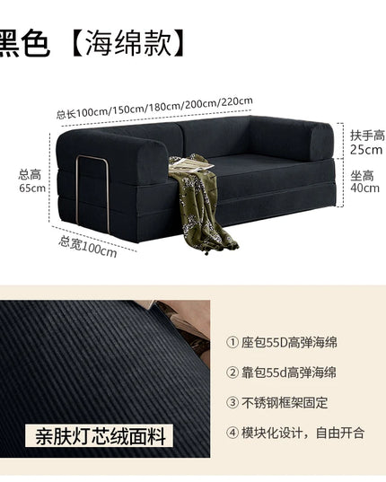 Folding Dual-use Modular Compression Sofa Bed Living Room Bedroom Home Lazy Pudding Retro Style Tatami Sofa