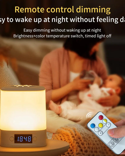 LED Night Lamp Rechargeable Table Lamp Clock Display Soft Sleeping Lamp Touch Switch Bedside Lamp for Bedroom Decor