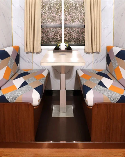 2pcs/set Flowers Printed RV Dinette Cushions Covers Elastic Spandex Sofa Cover Outdoor Camper Car Bench Protector Cover Home