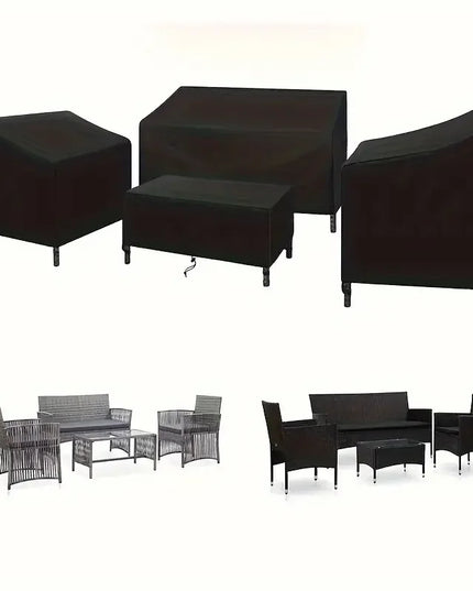 4pcs/Set Patio Furniture Covers, Heavy Duty Waterproof Outdoor Furniture Covers, Rattan Outdoor Furniture Windproof