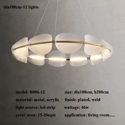 Modern leaf chandelier luxury designer Acrylic ring light Dining Room Home Bedroom Kitchen Hanging Lights Decor sofa living room