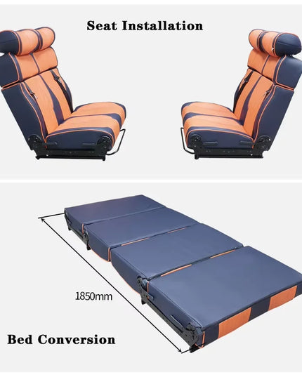 3-Person Trifold Folding Seat Beds PU Leather Modified Car Seats for Van Seats Benches Accessoires