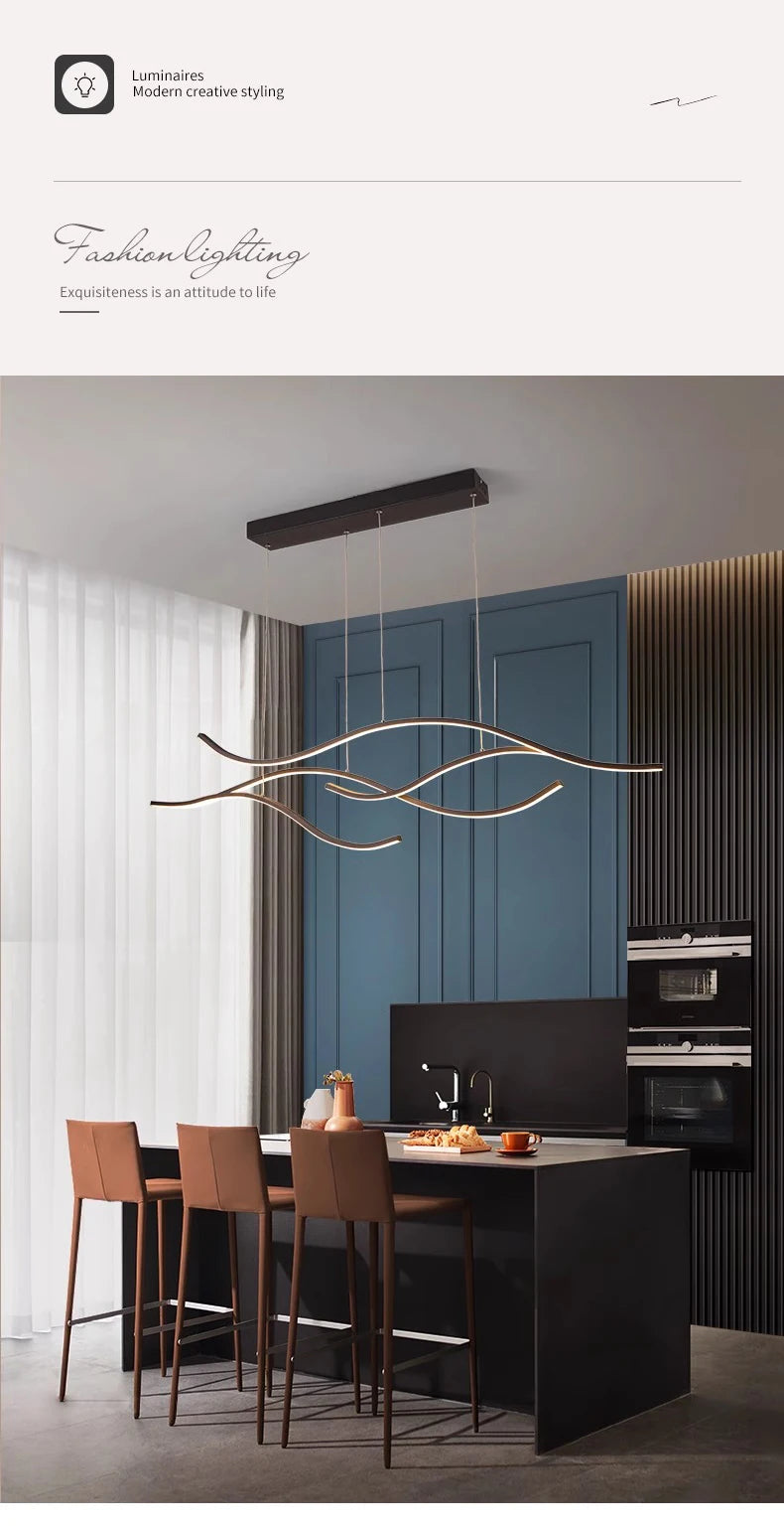 Modern Minimalist Led Chandelier Creative Personality Dining Room Bar Pendant Light Lighting Kitchen Hanging Lamp Lustre Fixture