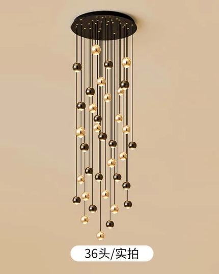 Modern LED Crystal Chandelier Art Decor Ball Long Hanging Lamps for Staircase Minimalist Round Gold Creative Lighting Fixtures