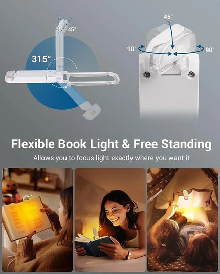 Portable USB Table Lamp Rechargeable Desk Lamp with Clip Bed Reading Night Light LED Touch 3 Modes Dimming Eye Protection Light