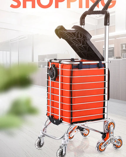 1PC Stainless Steel Portable Shopping Cart Roller Puller Household Luggage Carrier Ergonomic Design for Easy Carrying And Moving