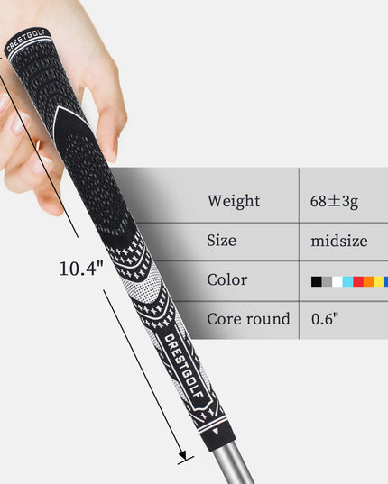Crestgolf 10pcs / Pack Rubber Golf Club Grips Midsize Grips Iron Club 60R Carbon Yarn Anti-skid Golf Wood Grips