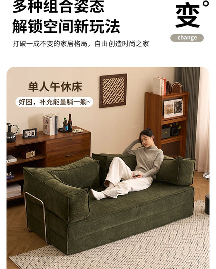 Folding Dual-use Modular Compression Sofa Bed Living Room Bedroom Home Lazy Pudding Retro Style Tatami Sofa