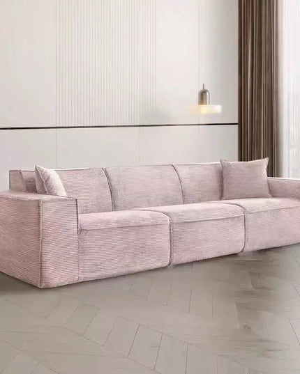 Compressed fabric sofa corduroy small unit straight row full sponge sofa without skeleton tofu block sofa