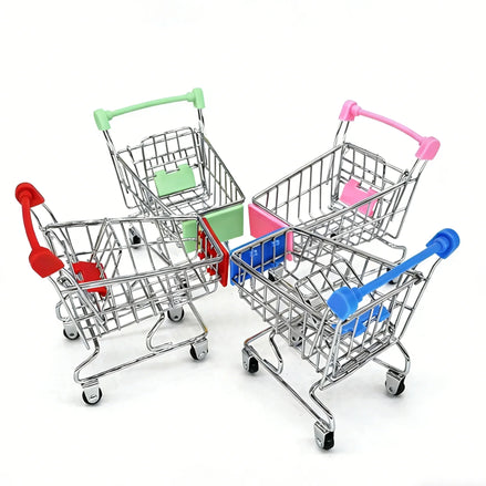 Small Mini Shopping Cart Model - Desktop Office Decorations, Ornaments, Storage Toys, Children's Simulated Supermarket Cart