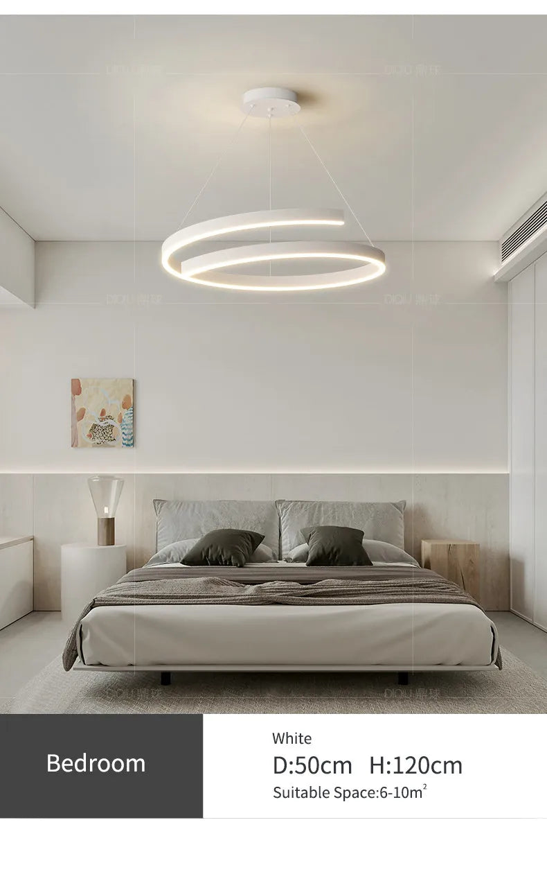 Modern LED spiral chandelier is suitable for living room dining room bedroom study villa home decoration lighting room decoratio