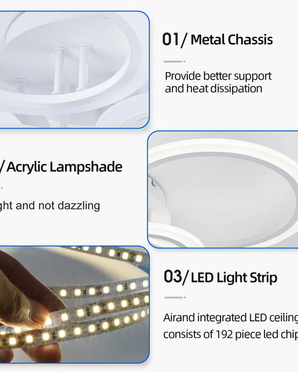 Modern LED Chandelier Home Lighting Ring Ceiling Mount Chandelier Living Room Bedroom Lighting lustre Ceiling pendant lamp