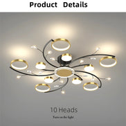 Modern Led Chandelier Gold Aluminum Luxury Pendant Lights For Living Room Bedroom Study Room K9 Crystal Decorative Lamps 90-260V