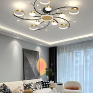 Modern Led Chandelier Gold Aluminum Luxury Pendant Lights For Living Room Bedroom Study Room K9 Crystal Decorative Lamps 90-260V