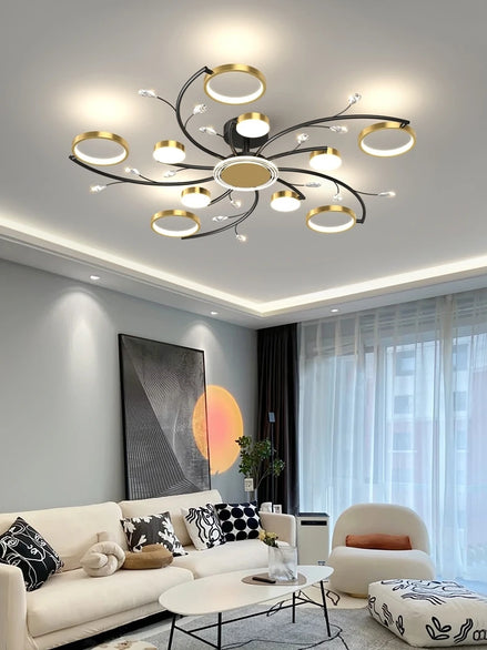 Modern Led Chandelier Gold Aluminum Luxury Pendant Lights For Living Room Bedroom Study Room K9 Crystal Decorative Lamps 90-260V