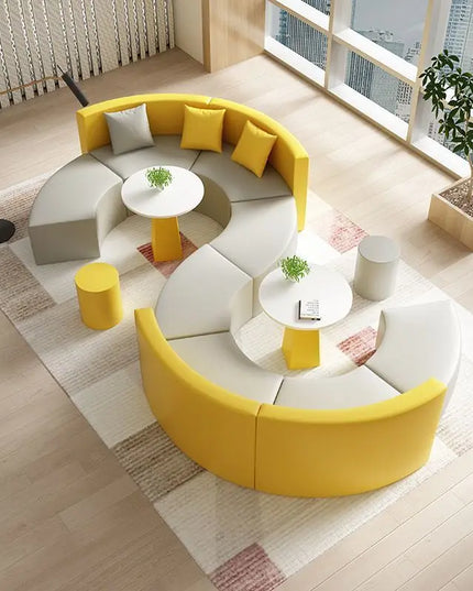 Modern S-Shape Sectional Sofa Set for Home Office for Hotels Public Areas Restaurants Durable PU Leather Cover