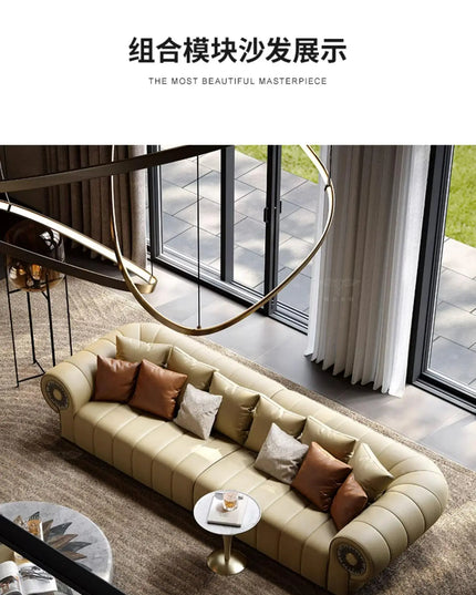 Italian Leather Living Room Sofas Minimalist Luxury Modern Design Sofa Multifunctional Elegant Meuble De Salon Home Furniture