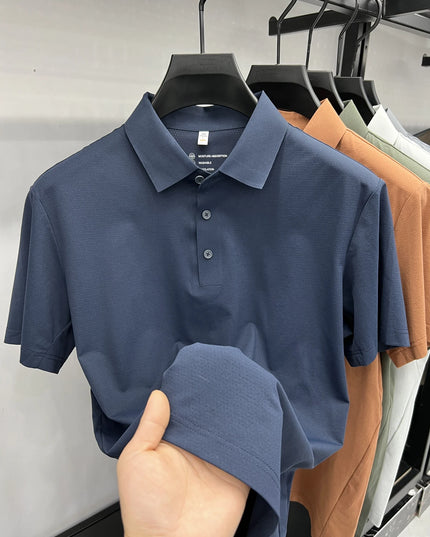 Top Brand Quality Mesh Fabric Sports Polo Shirt -Men's Wrinkle-resistant Breathable Ultra-stretch Golf Shirt Top and Tees