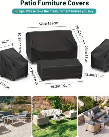 4pcs/Set Patio Furniture Covers, Heavy Duty Waterproof Outdoor Furniture Covers, Rattan Outdoor Furniture Windproof
