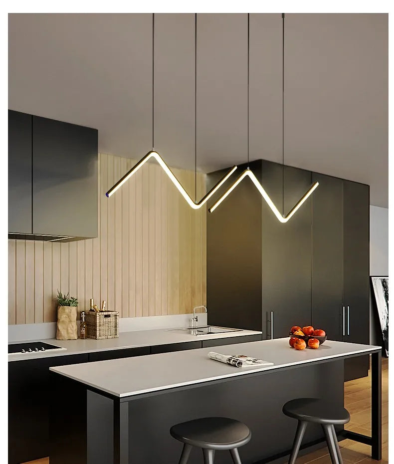 Modern LED irregular long chandelier adjustable chandelier dining room bedroom kitchen home decoration lighting