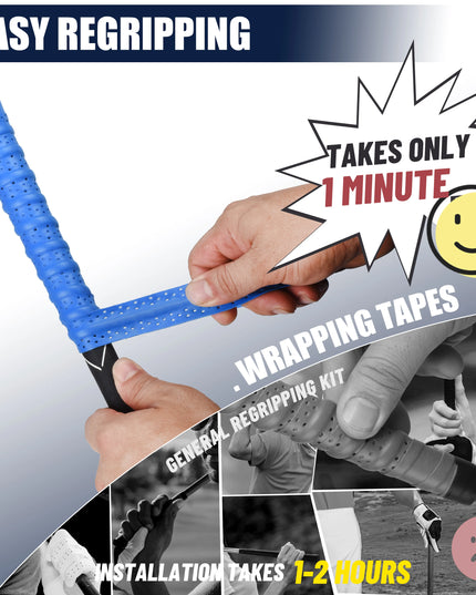 Golf Club Grip Tape Golf Grip Wrapping Tapes Non-slip Sweatproof PU Wrapping Quick Replacement Golf Club Grip Solution