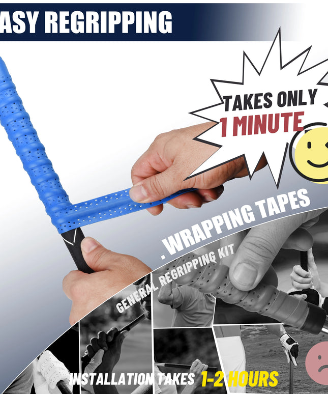 Golf Club Grip Tape Golf Grip Wrapping Tapes Non-slip Sweatproof PU Wrapping Quick Replacement Golf Club Grip Solution