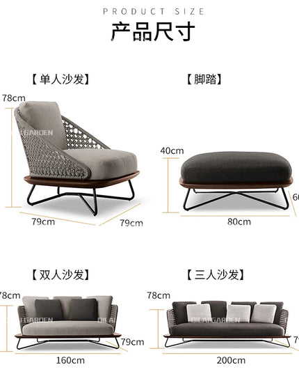 Lounge Terrace Sofa 3 Person Balcony Outdoor Sofa Garden Single Muebles De Jardin De Exterior Outdoor Patio Furniture